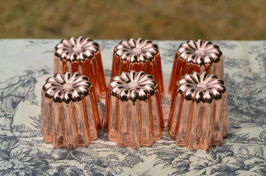 6 Six Copper Caneles Medium NKC 4.5 cm 1 3/4" Canelés Made in Bordeaux France 6 Bordelais Cake Moulds Normandy Kitchen Copper Canneles 4.5cm