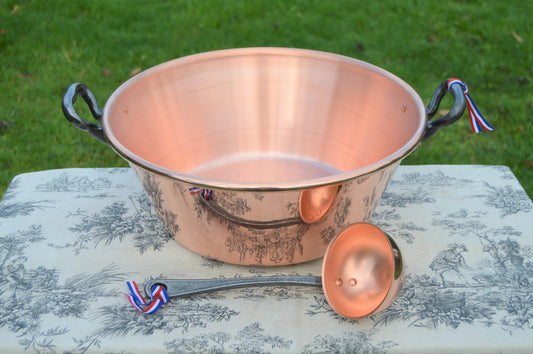 New NKC 40 cm Copper Massive Jam Pan + Ladle from Normandy Kitchen Copper Jam Jelly Pan 40cm 15 3/4" Rolled Top Iron Handles New NKC Jam Pot