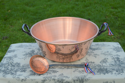 New NKC 40 cm Copper Massive Jam Pan + Skimmer Normandy Kitchen Copper Jam Jelly Pan 40cm 15 3/4" Iron Handles New NKC Jam Pot + Ecumoire