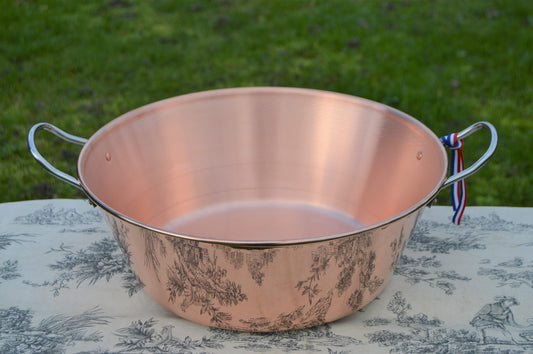 New NKC 38 cm Copper Jam Pan from Normandy Kitchen Copper Jam Jelly Pan 38cm 15 Inch Rolled Top Stainless Handles New Normandy Kitchen NKC