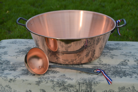 New NKC 38cm Copper Jam Pan + Ladle from Normandy Kitchen Copper Jam Jelly Pot 15 Inch Rolled Top Iron Handles New Normandy Kitchen 38 cm