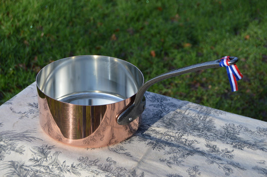 20cm New NKC Copper Pan Tin Lined Normandy Kitchen Big Copper Saucepan Iron Handles Steel Rivets Made in France Perfect 1mm 20cm 8 inch Pan