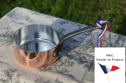 14cm New NKC Copper Pan Tin Lined Normandy Kitchen Copper Saucepan Iron Handles Steel Rivets Made in France Perfect 1mm 14cm 5 1/2 inch Pan