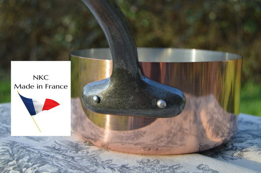 New NKC 18cm Copper Pan Tin Lined 1.6mm Professional Normandy Kitchen Copper Pot Iron Handle Steel Rivets Made in France 18cm 7 in Saucepan