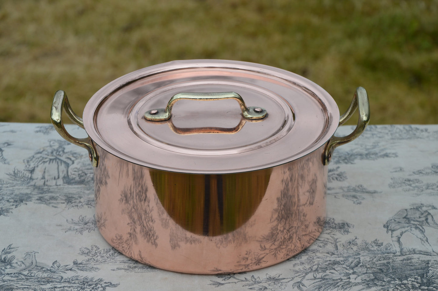 Metaux Ouvres Vesoul 1mm Copper Casserole Faitout Oval Pot French Dutch Oven Lid 1mm 20cm 8"  Good Solid Vintage Copper Pan