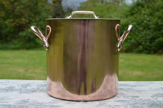 Copper Pan Marmite Faitout Soup Pot New Villedieu Tin French Antique Stock Pot 20cm 8 Inch High Quality Copper Normandy Kitchen Wear