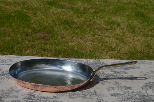 Vintage Copper Saute Fish Pan 1.2mm Made in France New Artisan Tin Ovale Sauteuse Evasée Fish Pan